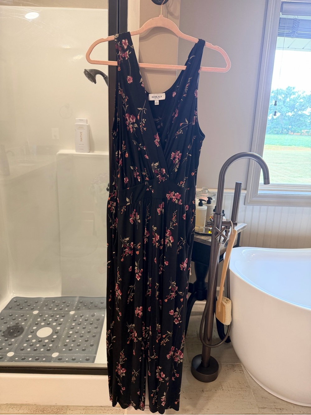 Gilli Black Floral Sleeveless Jumpsuit